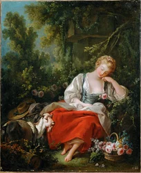 La pastora soñadora (pintura sobre lienzo)