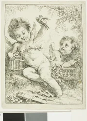 Dos Putti con un pájaro