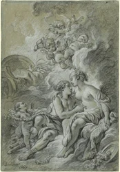 Venus, apoyada en su querido Adonis...