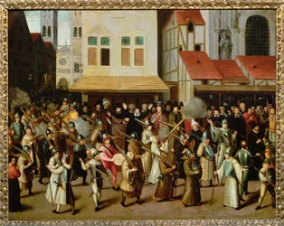 Procesión de la Liga Católica en la plaza de Grevein París