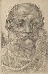 Máscara de un hombre calvo con patillas, de Divers Masques, ca. 1635-45