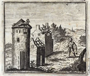 Los dos palomos. Fábulas de Jean de La Fontaine. Ilustración de François Chauveau. Edición de 1728.