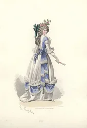Mujer con vestido con volantes de cinta, era de María Antonieta