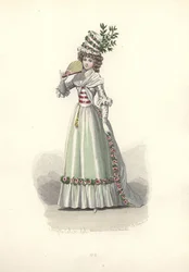 Mujer con atuendo adornado con flores, era de María Antonieta