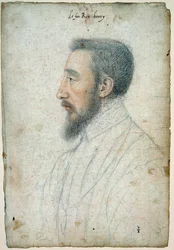Retrato de Enrique II, Rey de Francia (1519 - 1559), circa 1547. Dibujo a sangre y piedra negra por François Clouet (1515-1572)