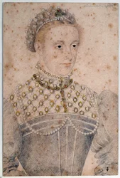 Retrato de la joven María Estuardo (1542-1587), reina de Francia y Escocia. Dibujo a lápiz de François Clouet (1515-1572). Siglo XVI. Chantilly, Museo Condé