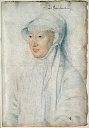 Retrato de la Reina Leonor de Habsburgo (1498-1558), segunda esposa de Francisco I. Dibujo con piedra negra y sangre por François Clouet (1515-1572)