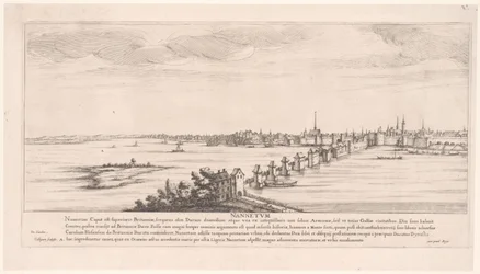 Vista de Nantes Nannetum (título sobre objeto) Riverscapes en Francia (título de la serie)