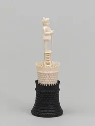 Torre negra, pieza de ajedrez, India, circa 1820