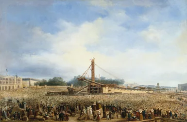 Erección del obelisco de Louqsor en la plaza de la Concordia, 25 de octubre