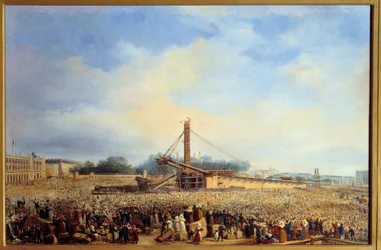 Erección del obelisco de Luxor en la plaza de la Concordia en París (25 de octubre)
