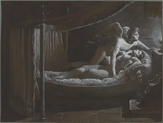 Cupido con Psique apagando la lámpara
