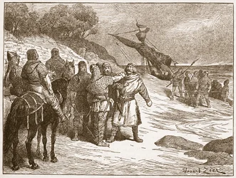 Harold hecho prisionero por el Conde de Ponthieu, ilustración de 
