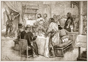 El mensajero trayendo a Harold la noticia del desembarco de William, ilustración de 