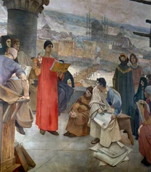 Abelardo y su escuela en la montaña Sainte Geneviève en París. El maestro Pierre Abailard (o Pierre Abeilard)