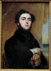 Retrato de Eugene Sue (1804-1857) novelista. Pintura de François Gabriel Lepaulle (1836)