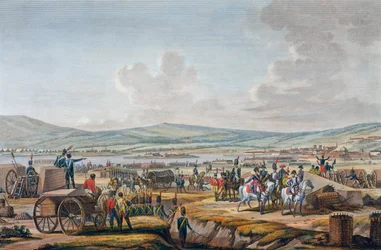 Napoleón visitando las obras del sitio en Danzig dirigido por el mariscal Lefebvre, 9 de mayo de 1807