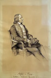 Retrato de Alfred de Vigny, escritor, dramaturgo y poeta francés. Dibujo de Francois Joseph Heim