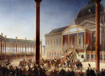 La asamblea del Campo de Mayo (celebrada por Napoleón I en presencia de los diputados de los departamentos y el ejército, en el Campo de Marte en París, el 1/06/1815)