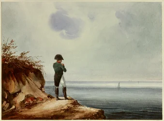 Retrato de cuerpo entero del emperador Napoleón I (1769-1821), acuarela de François Joseph Sandmann (1805-1880) según las indicaciones de Louis Marchand. 1820. Dimensiones: 0,14 x 0,19 m. Malmaison, Museo del Castillo