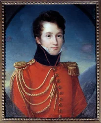 Retrato del escritor y dramaturgo Alfred de Vigny en uniforme de gendarme de la casa del Rey