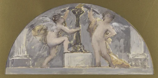 Boceto para el comedor del Hôtel de Ville, dos enamorados sosteniendo sendas antorchas cerca de una antorcha encendida, hacia 1893 (óleo)