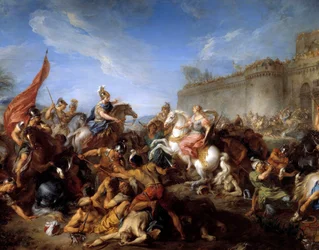 Tancredo entregando armas a Clorinda. Ilustración para el poema “La Jerusalén liberada” (La gerusalemme liberata) de Torquato Tasso