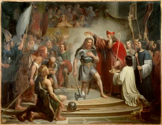 El bautismo de Clodoveo en Reims el 25 de diciembre de 496.