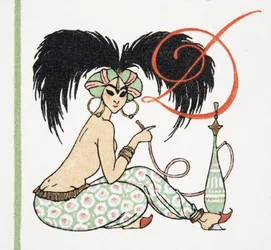 Chica árabe con pipa de hookah, de Personajes de Comedia
