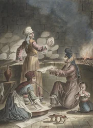 Mujeres turcas horneando pan, 1790