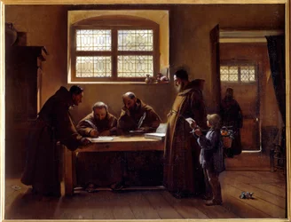 Capuchinos redactando un escrito