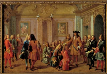 Primera promoción de los caballeros de la Orden de San Luis por Luis XIV en Versalles el 8 de mayo de 1693