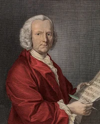 Retrato de Willem por Fesch (1687-1761) grabado de Francois La Cave