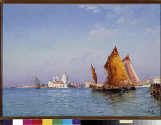 Topis en la cuenca frente a la iglesia de la Salute en Venecia Pintura de Francois Nardi (1861-1936) Siglo XX Mención obligatoria: Colección fundación regards de Provence, Marsella