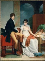 El conde Moritz Christian Fries y la condesa Maria Theresia Fries con su hijo Moritz, nacido en 1804 (óleo sobre lienzo)