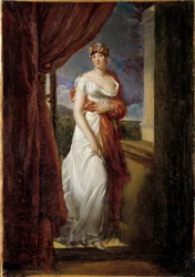 Retrato de cuerpo entero de Madame Tallien, nacida Cabarrus, princesa de Caraman - Chimay (1773-1835). Pintura de François Gérard (1770-1837) 1804. Dim. 0,32 x 0,20 m.