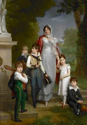 Retrato de Louise-Antoinette-Scholastique Guéhéneuc, Madame la Maréchale Lannes, Duquesa de Montebello, con sus hijos
