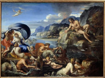 Acis y Galatea La ninfa Galatea y Acis, observados por el cíclope Polifemo, celoso de su amor idílico. Según las “Metamorfosis” de Ovidio
