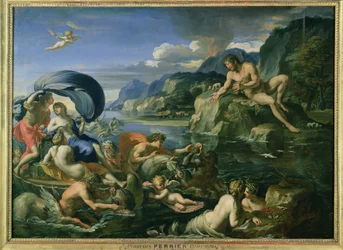 Acis y Galatea escondiéndose del gigante Polifemo