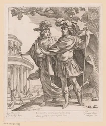 Minerva muestra a Luis XIII el Templo de la Gloria Quisquis ad hoc sacium (...) (título sobre objeto)