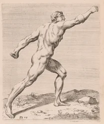 El Gladiador Borghese, vista lateral, girado a la derecha [lámina 28]
