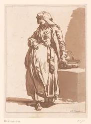 Mujer granjera con una cesta