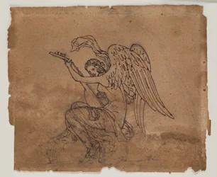 Figura alegórica con laúd, c.1825 (tinta y tiza sobre papel)