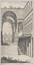 Vista arquitectónica con un arco, 1740