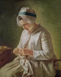 La costurera o, joven mujer trabajando