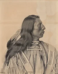 Retrato de Jack Red Cloud, un indio Sioux, finales del siglo XIX
