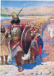Cruzando el Jordán, de El Libro de Imágenes de la Biblia publicado por Thomas Nelson, c.1950