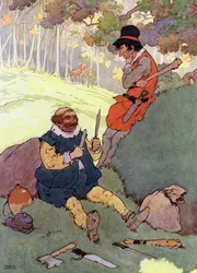 Ilustración para Los niños en el bosque (litografía en color)