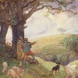Ilustración para The Scholar-Gipsy de Matthew Arnold (litografia en color)