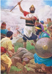 Saúl gana su reino, de El Libro de Imágenes de la Biblia publicado por Thomas Nelson, c.1950